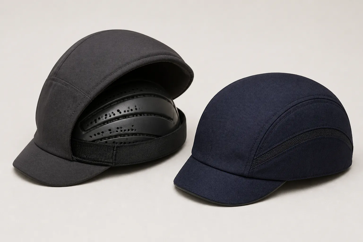 Casquettes anti-heurt avec coque intérieure renforcée.