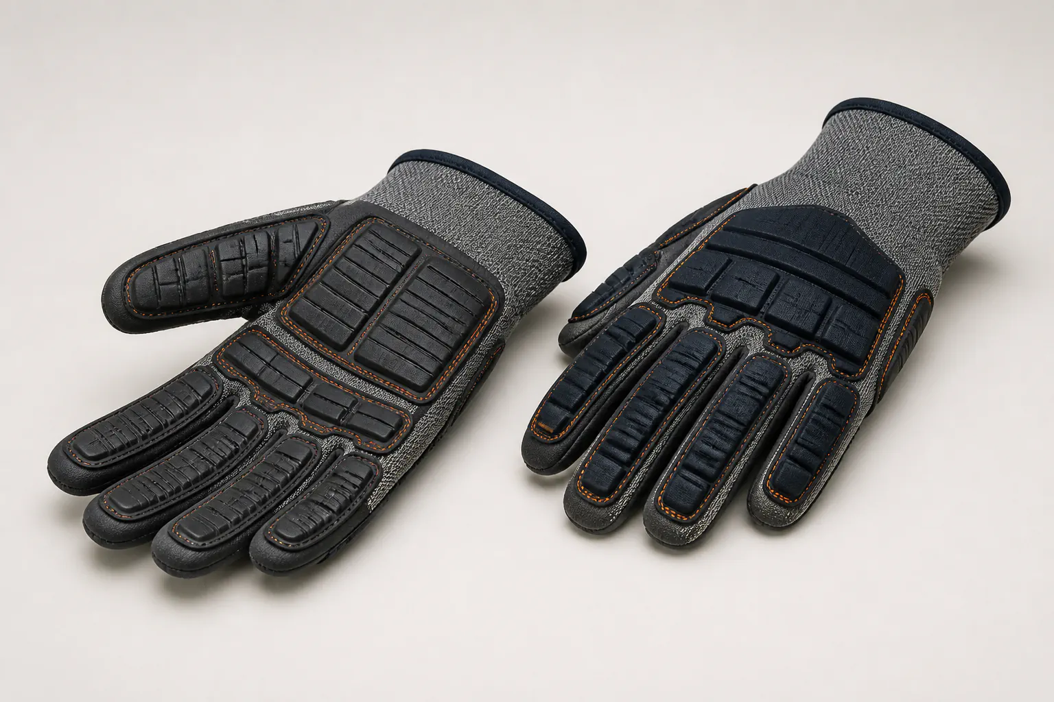 Gants de travail avec renforts antivibrations segmentés.