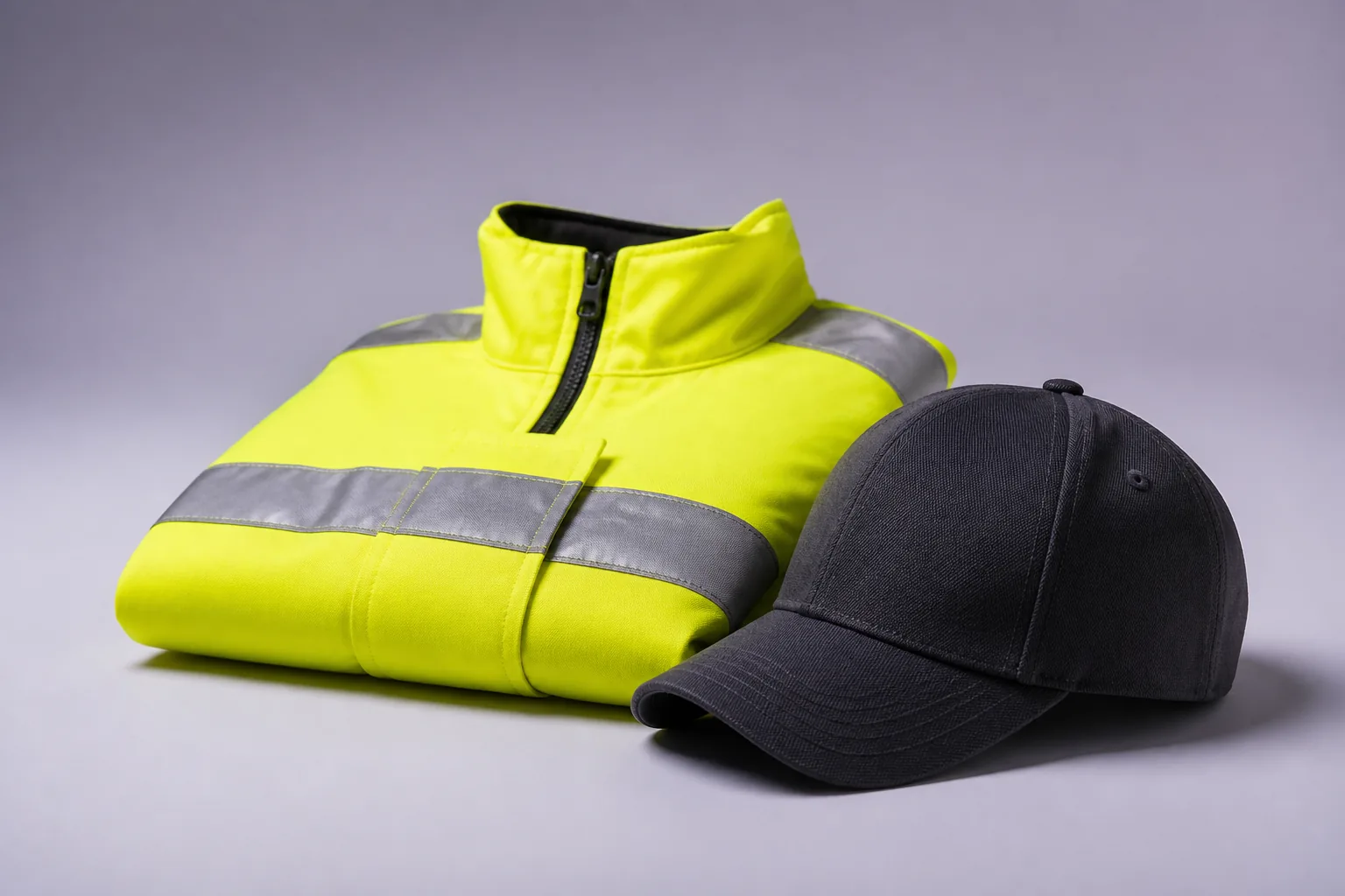 Veste de travail haute visibilité à bandes rétroréfléchissantes.