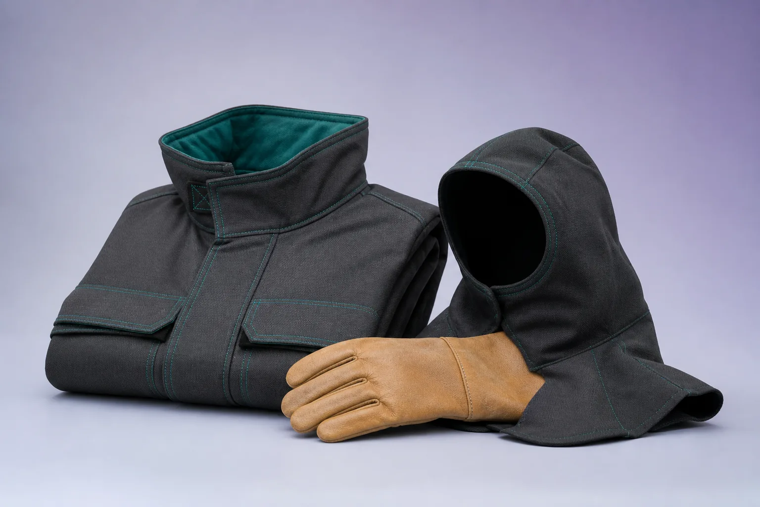 Vêtement et gant de protection contre la chaleur et les flammes.