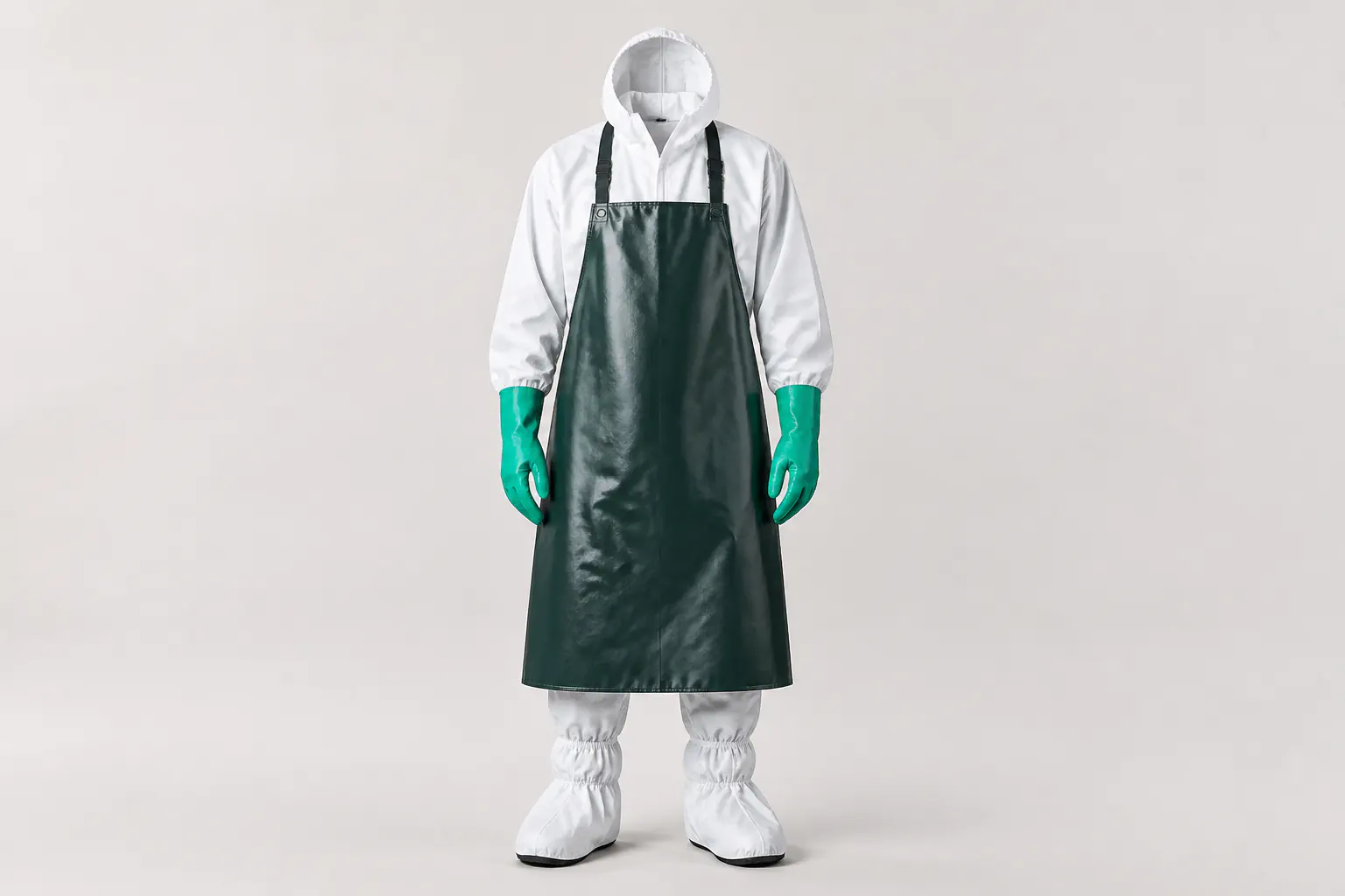 Tenue, tablier, gants et bottes pour l’application de pesticides.